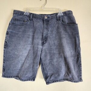 Bugle Boy Mens Dark Wash Denim Shorts Distressed Frayed Hem Size 38